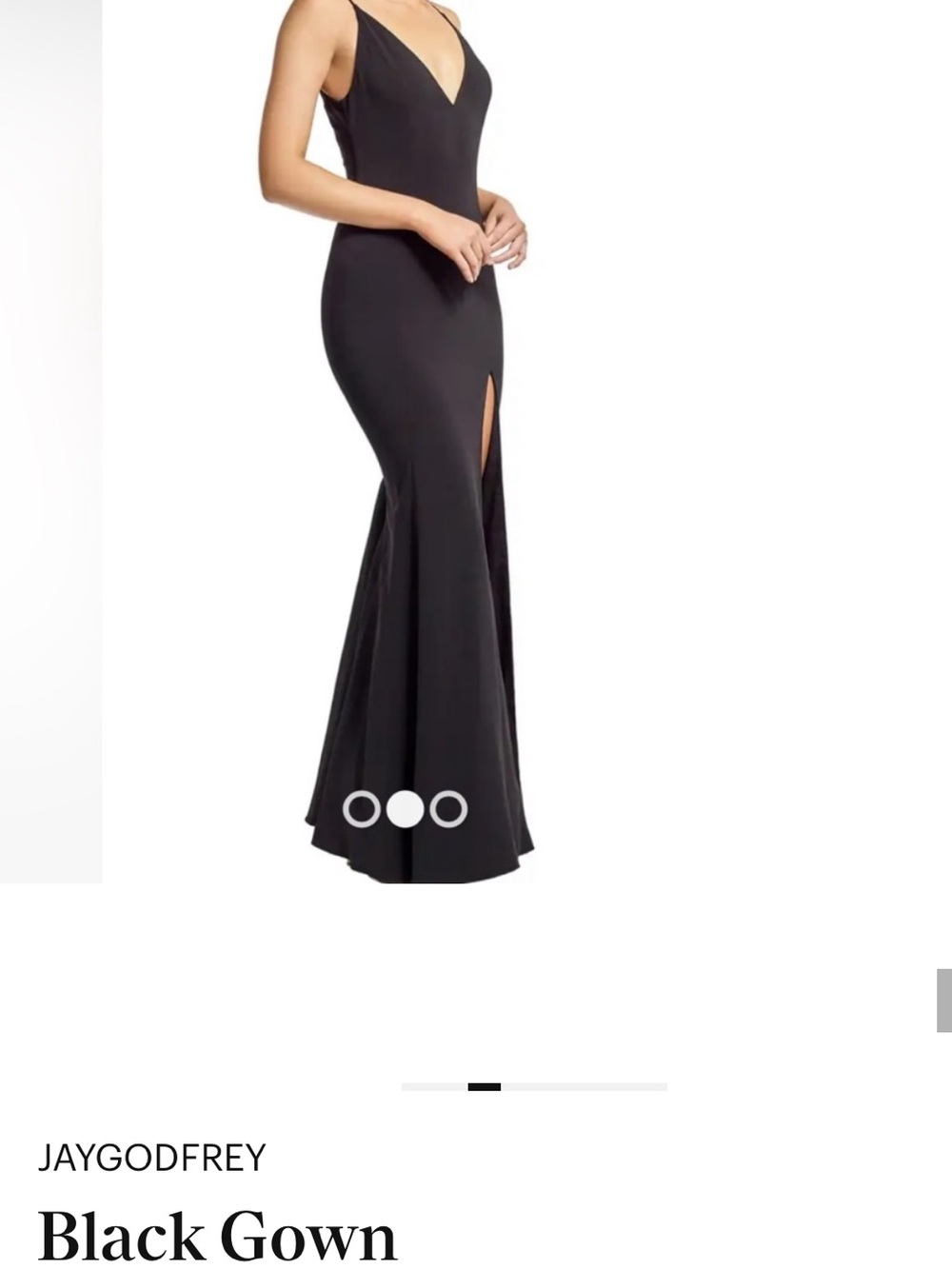 JAYGODFREY Black V-Back Spaghetti Strap Evening Gown